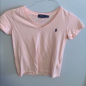 small blush pink polo top